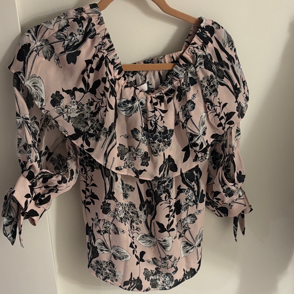 Parker Pink and Black Floral Blouse